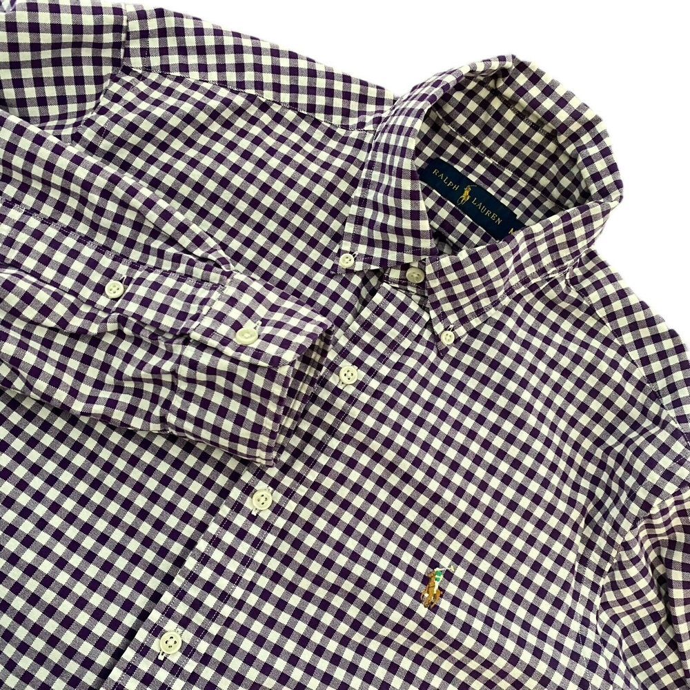 Polo by Ralph Lauren Purple and White Gingham Button-Down Shirt
